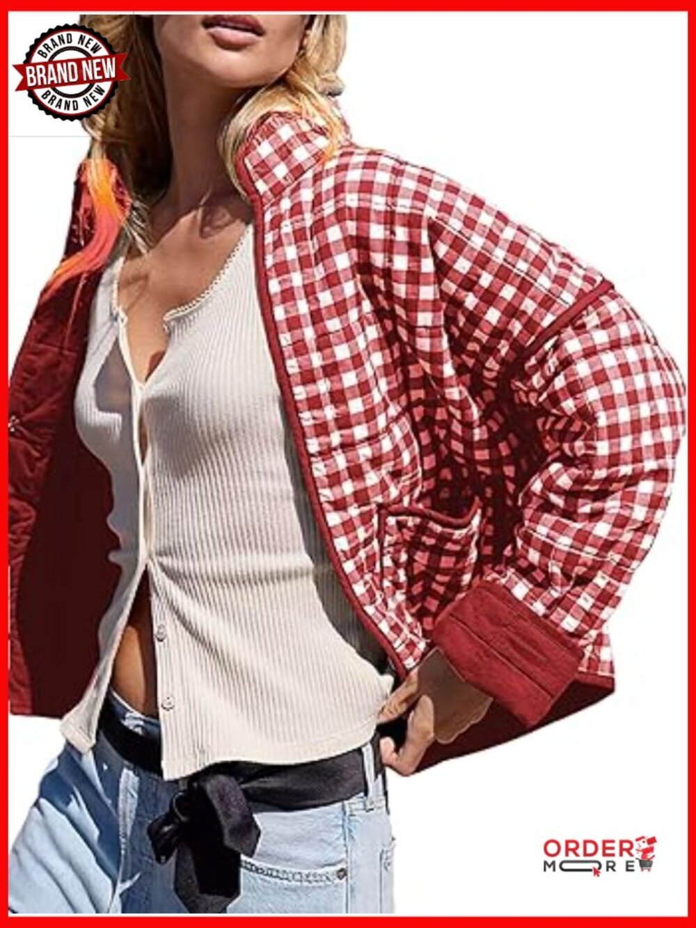 Vintage Plaid Floral Print Cropped Quilted Puffer Jacket Lightweight Diamond
